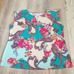 Dana Buchman Sleeveless Floral Print Top XL